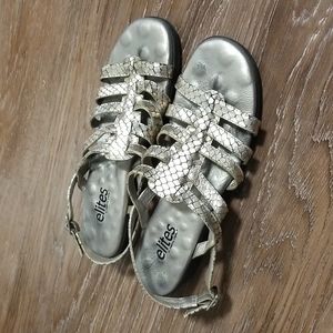 (7M) Elites by Walking Cradles Genuine Leather Upper Reptile Metallic Strappy